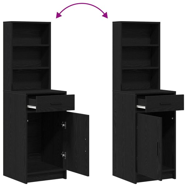 vidaXL Highboard Μαύρη δρυς 40 x 40.5 x 135 εκ. Επεξεργασμένο ξύλο