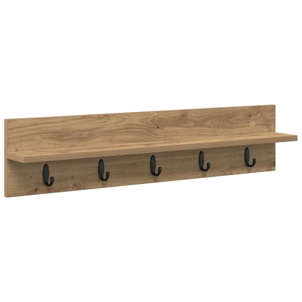 vidaXL Τοίχου Κρεμάστρα με ράφι artisan δρυς 80 x 10.5 x 18 εκ