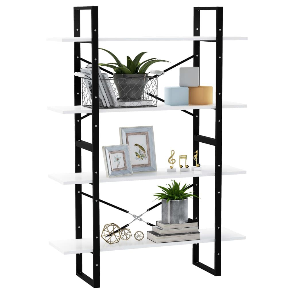 vidaXL Βιβλιοθήκη με 4 Ράφια Λευκή 100 x 30 x 140 εκ. από Επεξ. Ξύλο