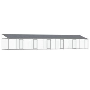 vidaXL Κλουβί Σκύλου με Οροφή και Πόρτες Γκρι 12x2x2 μ. Γαλβ. Χάλυβας