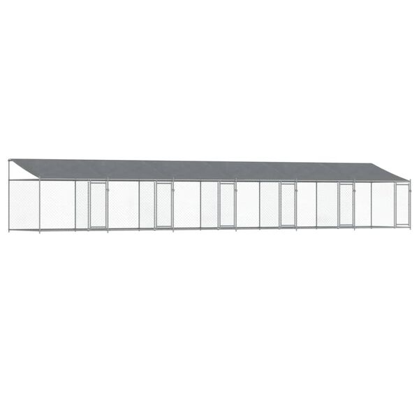 vidaXL Κλουβί Σκύλου με Οροφή και Πόρτες Γκρι 12x2x2 μ. Γαλβ. Χάλυβας