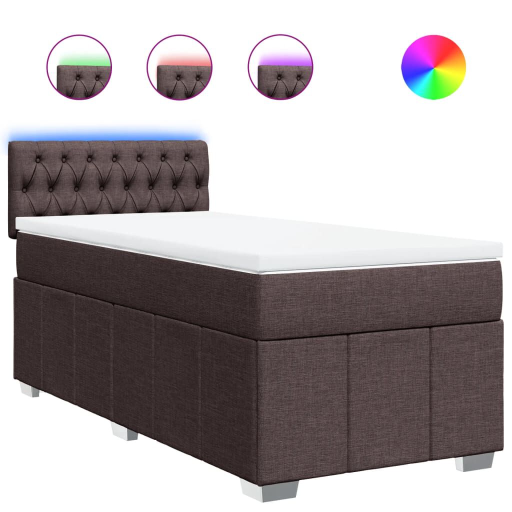 vidaXL Κρεβάτι Boxspring με Στρώμα Σκούρο Καφέ 80x200 εκ. Υφασμάτινο