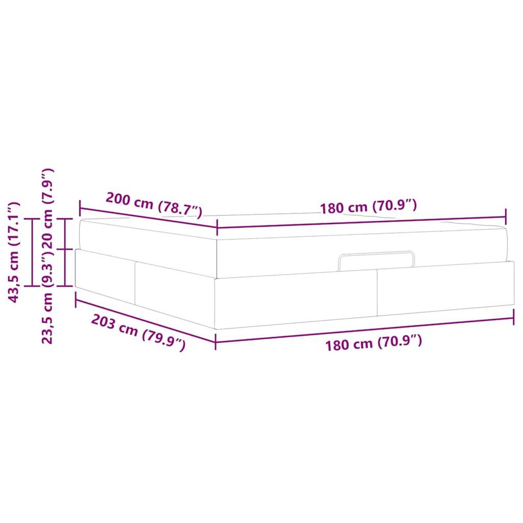 vidaXL Σκελετός Κρεβατιού Άλλο Ανοιχτό γκρι 180 x 200 cm ύφασμα