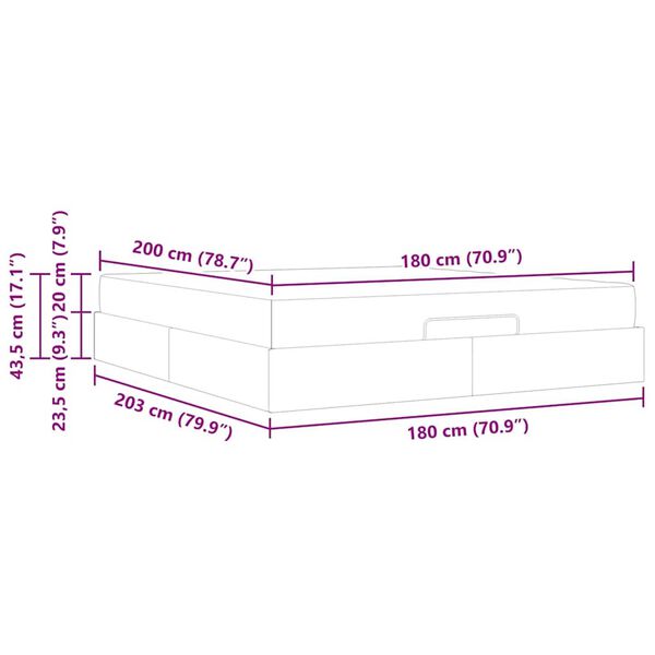 vidaXL Σκελετός Κρεβατιού Άλλο Ανοιχτό γκρι 180 x 200 cm ύφασμα