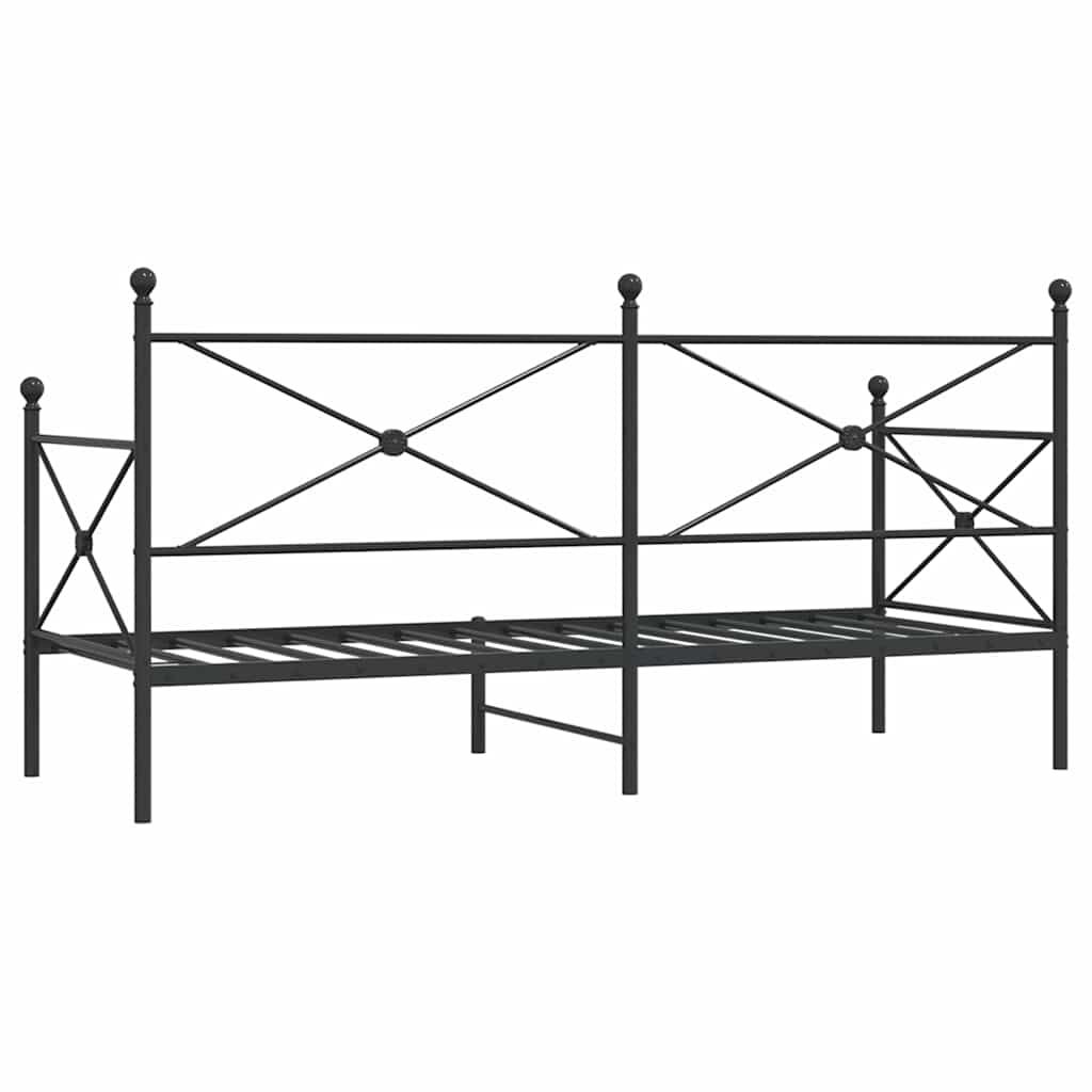 vidaXL Κρεβάτι ημέρας χωρίς στρώμα Μαύρο 80x200 cm Ατσάλι