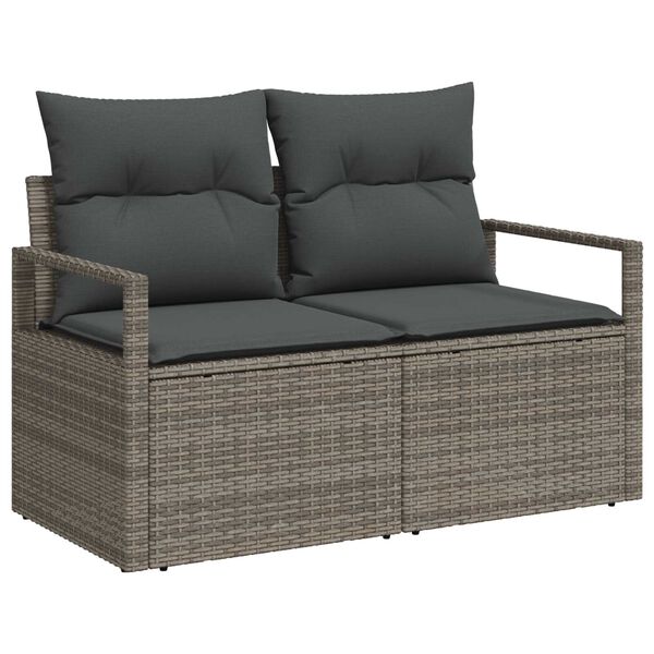 vidaXL Σετ Καναπέ Κήπου με αποθήκευση 10 pcs Γκρι Πολυ ράταν