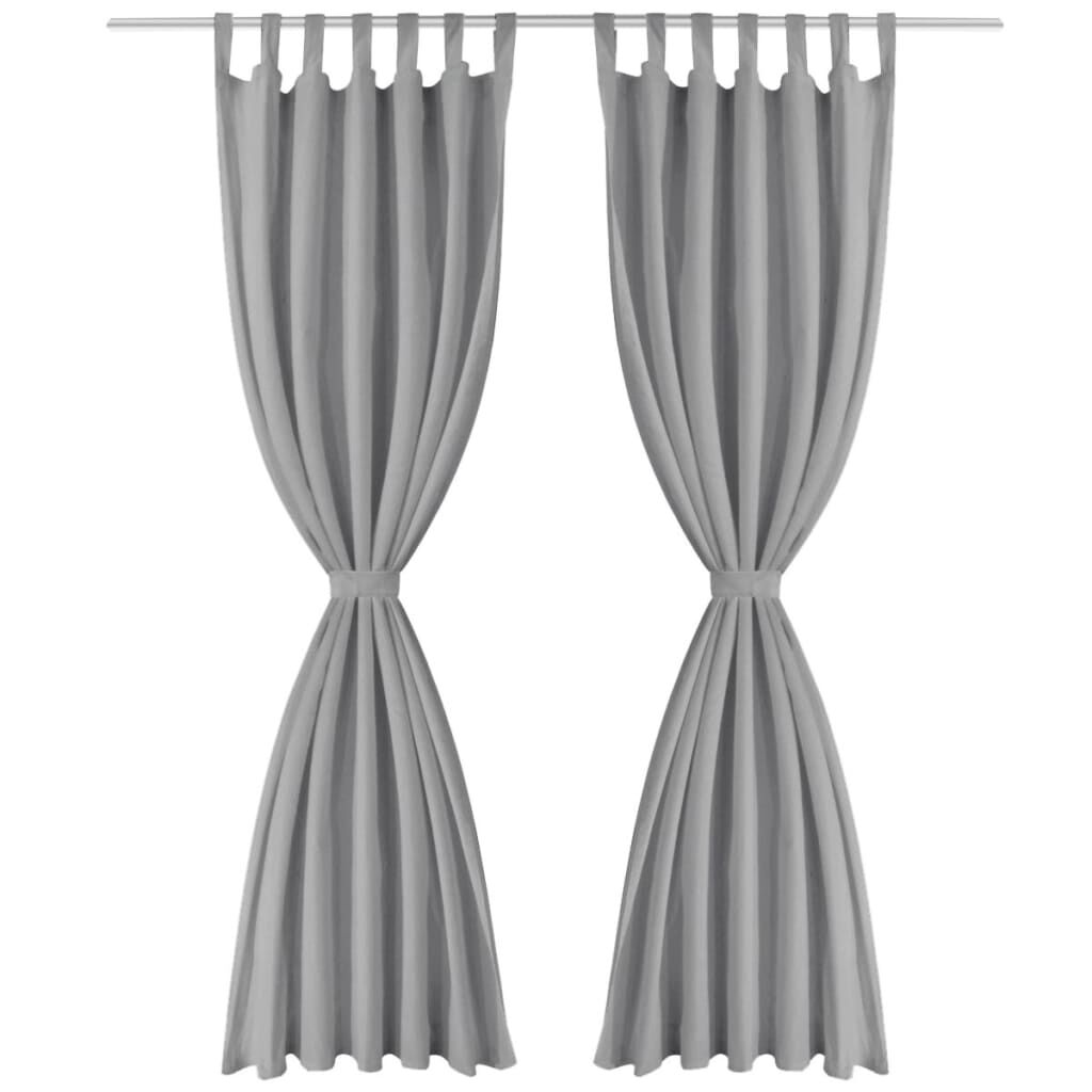 vidaXL Κουρτίνες με Θηλιές 2 τεμ. Γκρι 140 x 225 εκ. από Microsatin