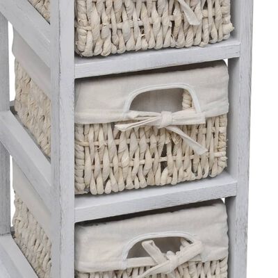 240796 vidaXL Wooden Storage Rack 3 Weaving Baskets White