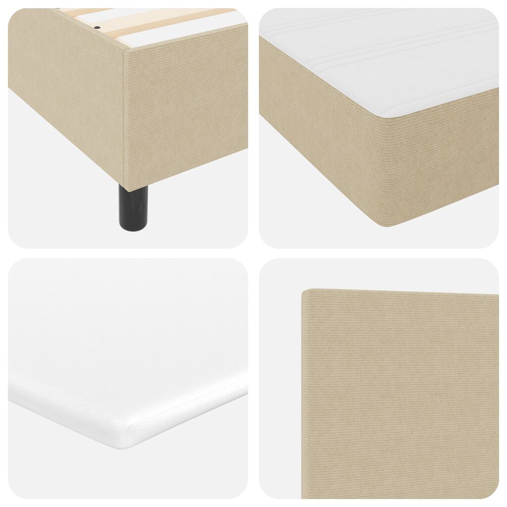 vidaXL Κρεβάτι Box Spring με Στρώμα & LED Φως Πράσινο Γκρι 200x200 cm από Ύφασμα Κόρντουροϊ