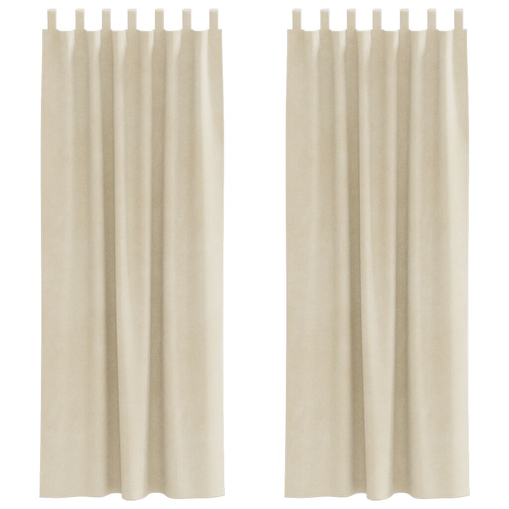 Curtains blackout vidaXL με κρεμαστούς βρόχους 2 τεμάχια Κρεμ Βελούδο