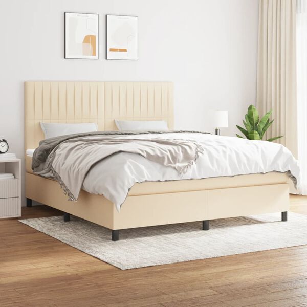 vidaXL &Kappa;&rho;&epsilon;&beta;ά&tau;&iota; Boxspring &mu;&epsilon; &Sigma;&tau;&rho;ώ&mu;&alpha; &Kappa;&rho;&epsilon;&mu; 180x200 &epsilon;&kappa;. &Upsilon;&phi;&alpha;&sigma;&mu;ά&tau;&iota;&nu;&omicron;