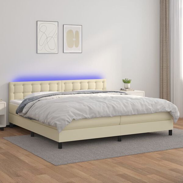vidaXL &Kappa;&rho;&epsilon;&beta;ά&tau;&iota; Boxspring &mu;&epsilon; &Sigma;&tau;&rho;ώ&mu;&alpha; & LED &Kappa;&rho;&epsilon;&mu; 200x200 &epsilon;&kappa;. &Sigma;&upsilon;&nu;&theta;. &Delta;έ&rho;&mu;&alpha;