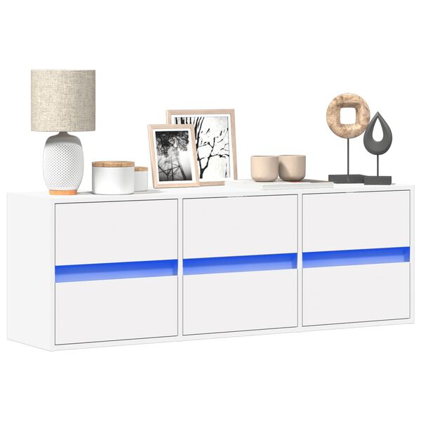 vidaXL Έπιπλο Τοίχου Τηλεόρασης με LED Λευκό 130x31x45 εκ.