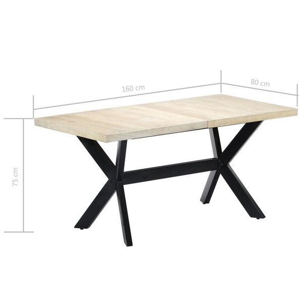 vidaXL Τραπεζαρία Λευκή 160 x 80 x 75 εκ. από Μασίφ Ξύλο Μάνγκο