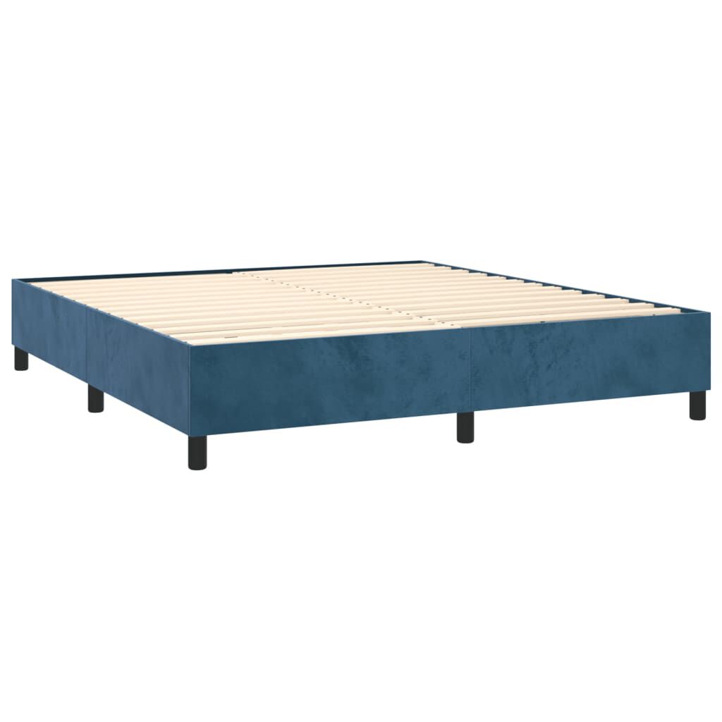vidaXL Κρεβάτι Boxspring με Στρώμα Σκούρο Μπλε 200x200 εκ. Βελούδινο