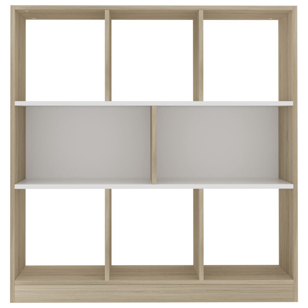 vidaXL Βιβλιοθήκη Λευκή/Sonoma Δρυς 97,5x29,5x100 εκ. από Επεξ. Ξύλο