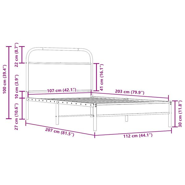 vidaXL Πλαίσιο Κρεβ. Χωρ. Στρώμα Καπνιστή Δρυς 107x203 εκ. Επεξ. Ξύλο