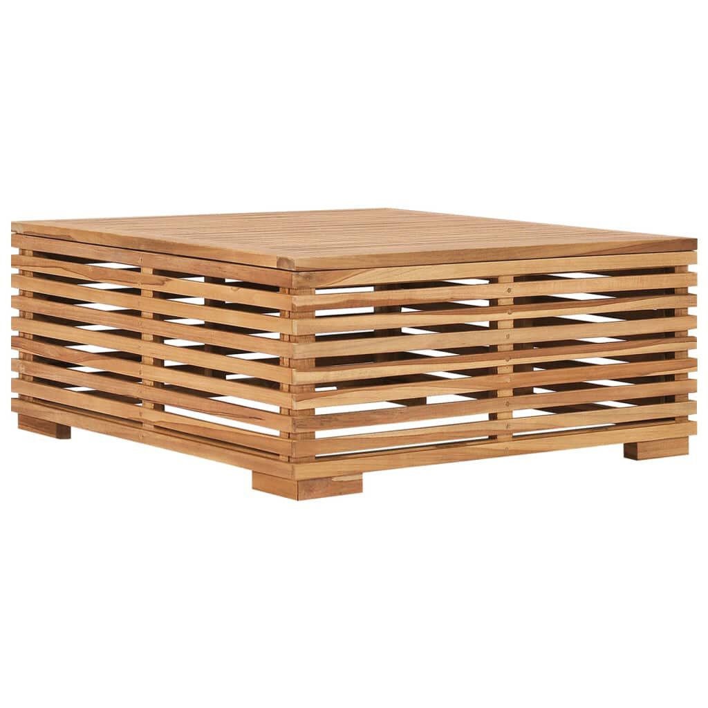 vidaXL Σετ Τραπέζι Κήπου & Υποπόδιο Μασίφ Ξύλο Teak με Γκρι Μαξιλάρι