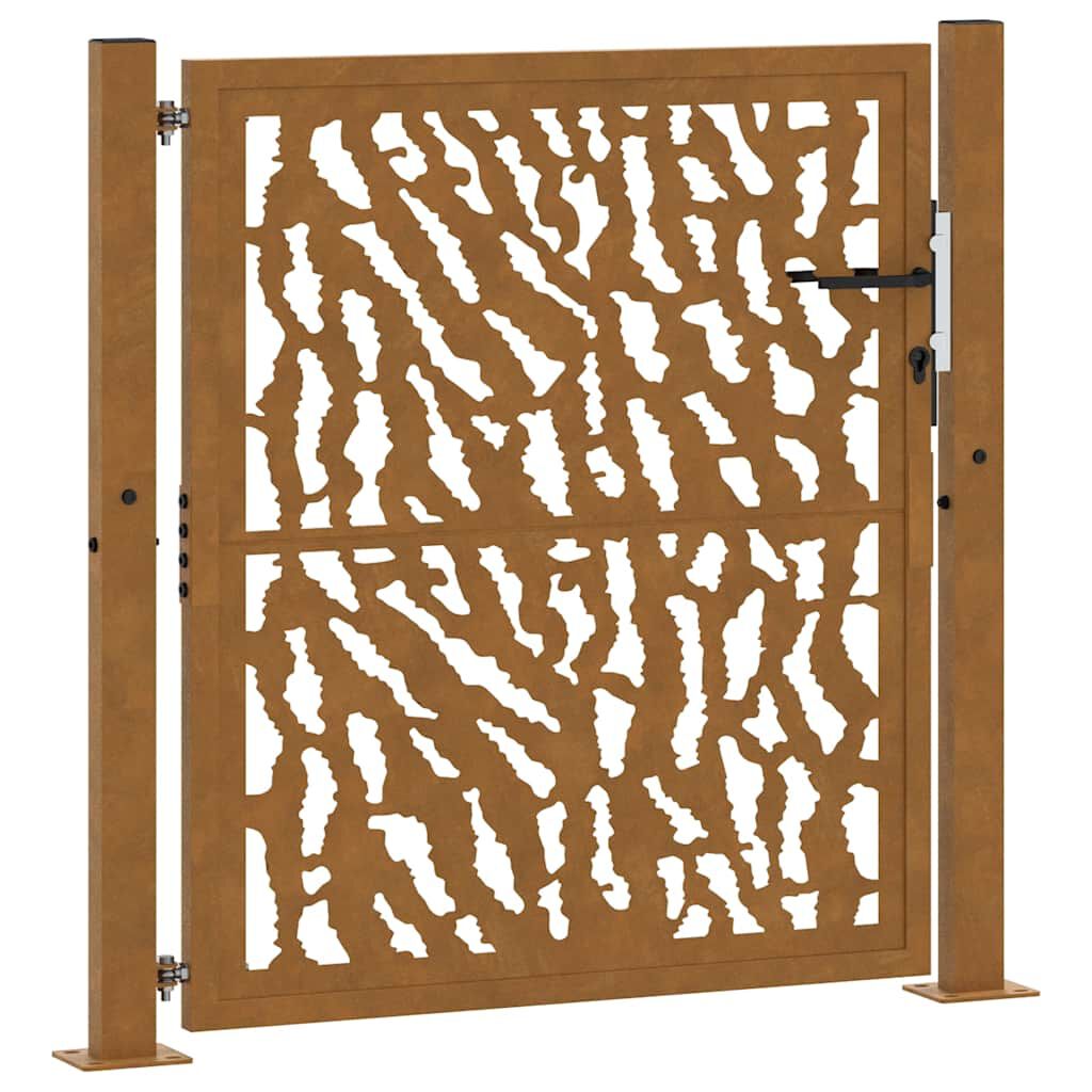 vidaXL Πύλη κήπου 105x105 cm από διαβρωμένο χάλυβα με σχέδιο ίχνος