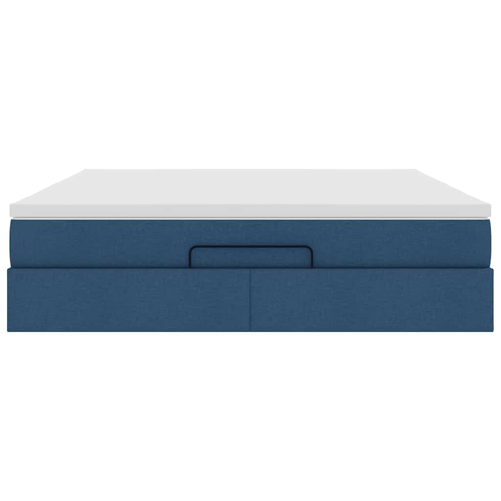 vidaXL Οθωμανικό κρεβάτι με στρώμα μπλε 180x200cm ύφασμα