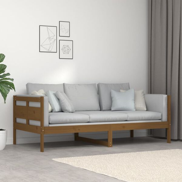 vidaXL Καναπές Κρεβάτι Καφέ Μελί 90 x 190 εκ. από Μασίφ Ξύλο Πεύκου