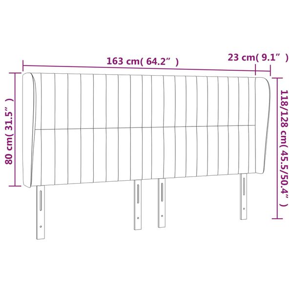 vidaXL Κεφαλάρι με Πτερύγια Ανοιχτό Γκρι 163x23x118/128 εκ. Υφασμάτινο