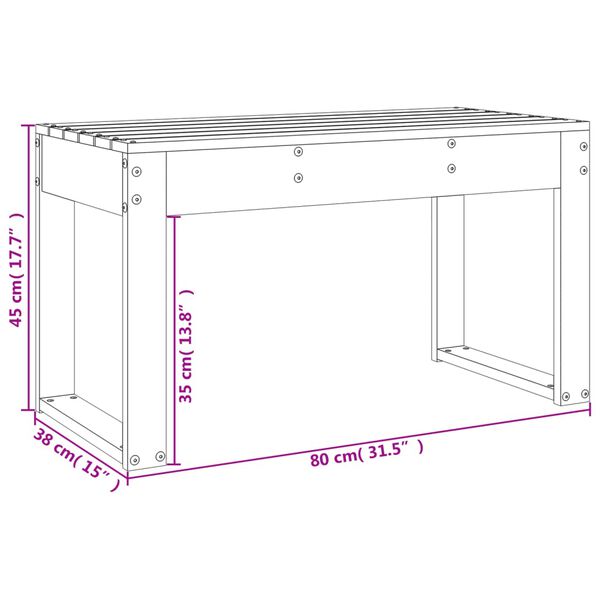 vidaXL Παγκάκι Κήπου 80 x 38 x 45 εκ. από Μασίφ Ξύλο Πεύκου