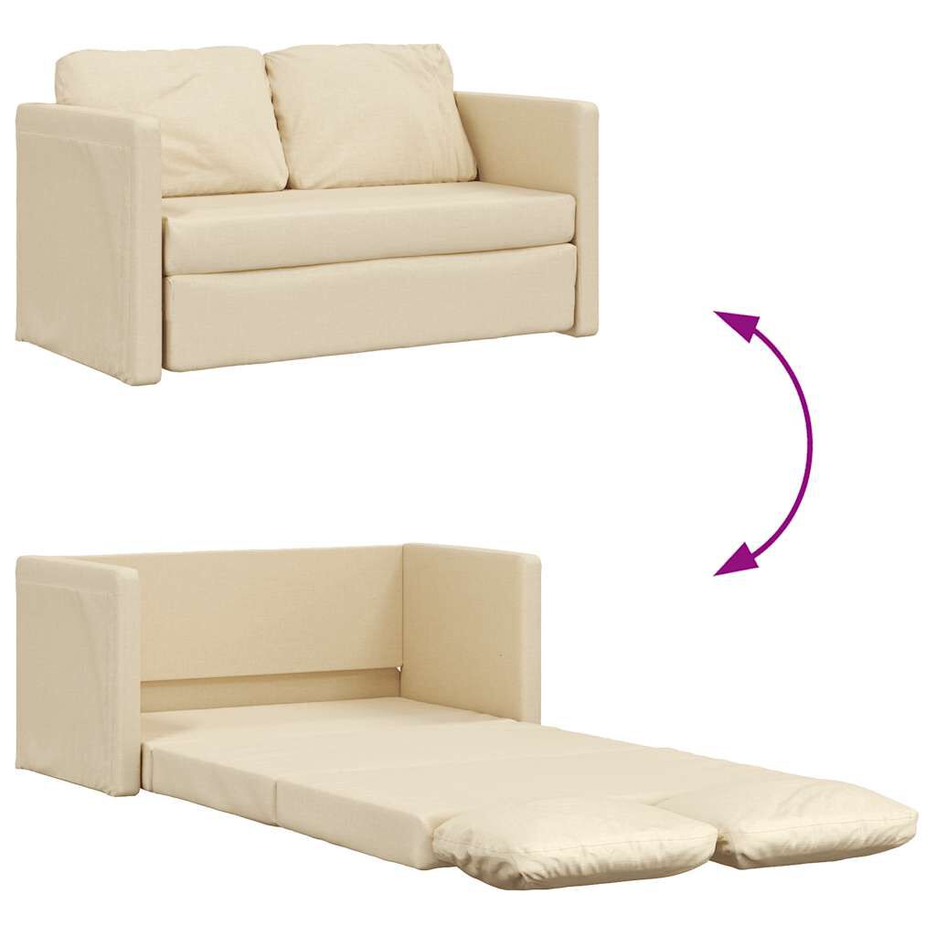 vidaXL Καναπές-Κρεβάτι Δαπέδου 2 σε 1 Κρεμ 112x174x55 εκ. Ύφασμα