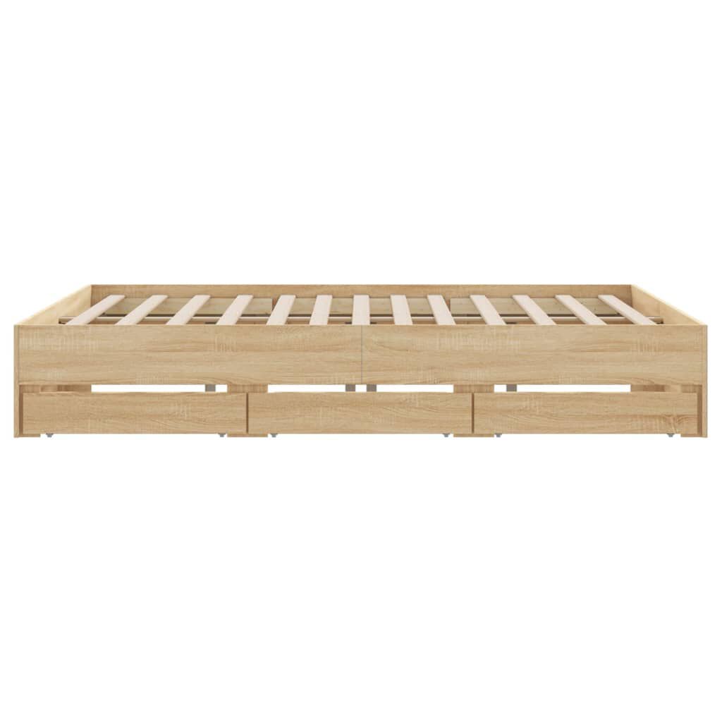 vidaXL Πλαίσιο Κρεβατιού με συρτάρια Sonoma Δρυς 200x200εκ. Επεξ. Ξύλο