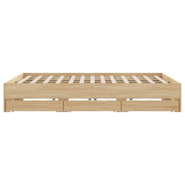 vidaXL Πλαίσιο Κρεβατιού με συρτάρια Sonoma Δρυς 200x200εκ. Επεξ. Ξύλο