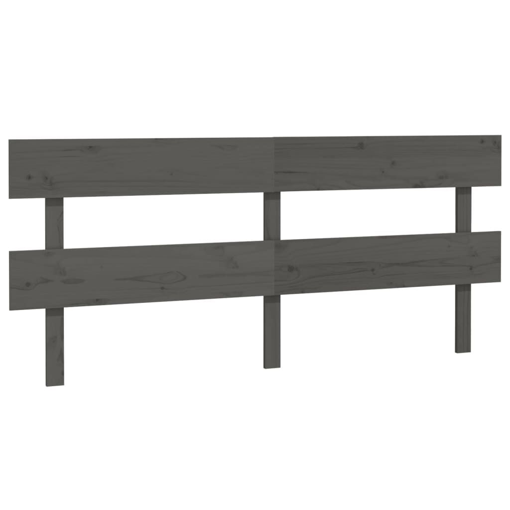 vidaXL Κεφαλάρι Κρεβατιού Γκρι 184 x 3 x 81 εκ. από Μασίφ Ξύλο Πεύκου