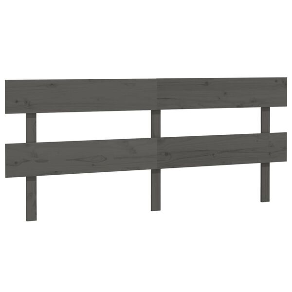vidaXL Κεφαλάρι Κρεβατιού Γκρι 184 x 3 x 81 εκ. από Μασίφ Ξύλο Πεύκου