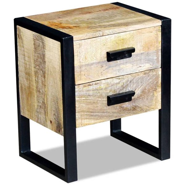 vidaXL Τραπέζι Βοηθητικό με 2 Συρτάρια 43x33x51 εκ. Μασίφ Ξύλο Μάνγκο