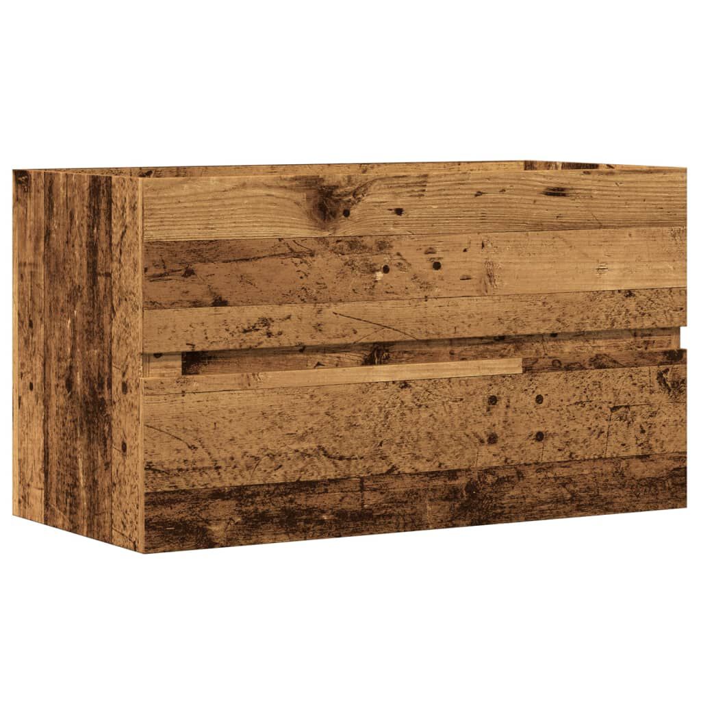 vidaXL Ντουλάπι Νιπτήρα Όψη Παλαιού Ξύλου 90x38,5x45 εκ. Επεξεργ. Ξύλο