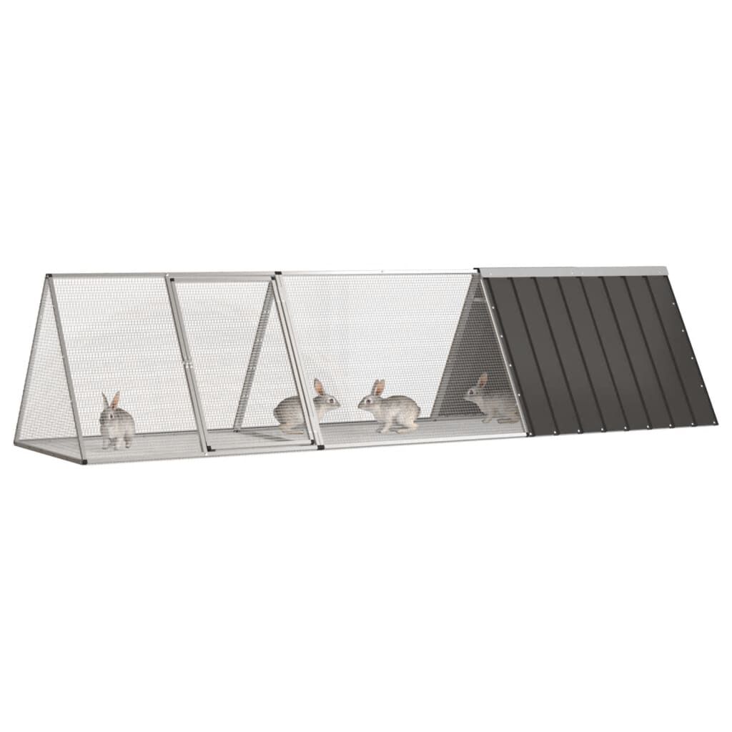 vidaXL Κλουβί Κουνελιών Ανθρακί 302,5x80,5x71 εκ Γαλβανισμένος Χάλυβας