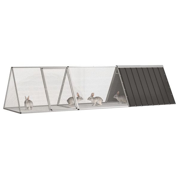 vidaXL Κλουβί Κουνελιών Ανθρακί 302,5x80,5x71 εκ Γαλβανισμένος Χάλυβας