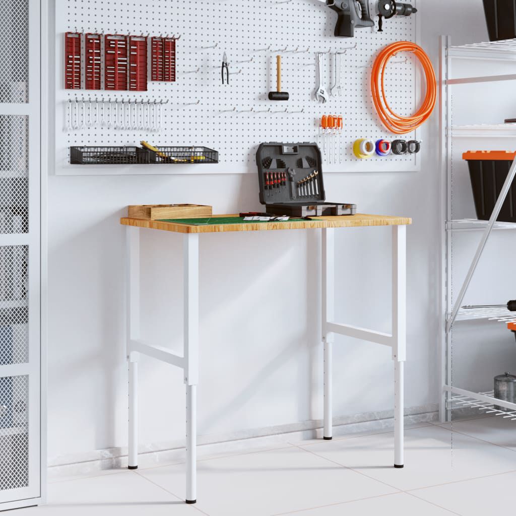 vidaXL Πάγκος Εργασίας Ορθογώνιος 100x60x(71,5-98) εκ Μασίφ Ξύλο Δρυός