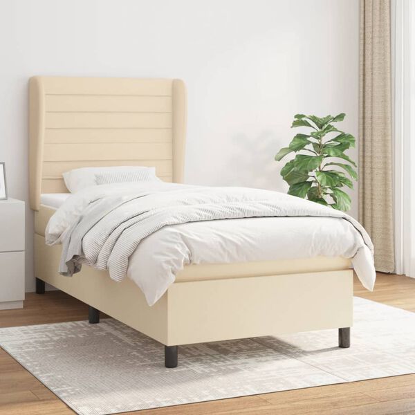 vidaXL &Kappa;&rho;&epsilon;&beta;ά&tau;&iota; Boxspring &mu;&epsilon; &Sigma;&tau;&rho;ώ&mu;&alpha; &Kappa;&rho;&epsilon;&mu; 100 x 200 &epsilon;&kappa;. &Upsilon;&phi;&alpha;&sigma;&mu;ά&tau;&iota;&nu;&omicron;