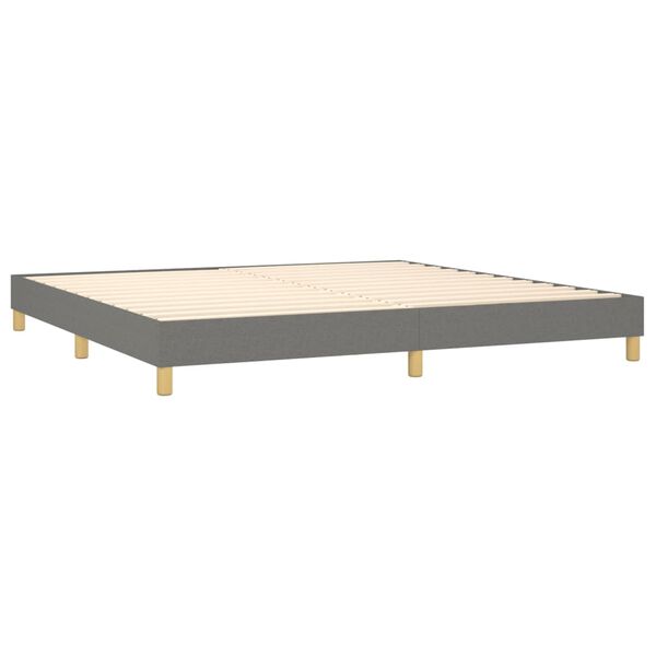 vidaXL Κρεβάτι Boxspring με Στρώμα Σκούρο Γκρι 200x200 εκ. Υφασμάτινο