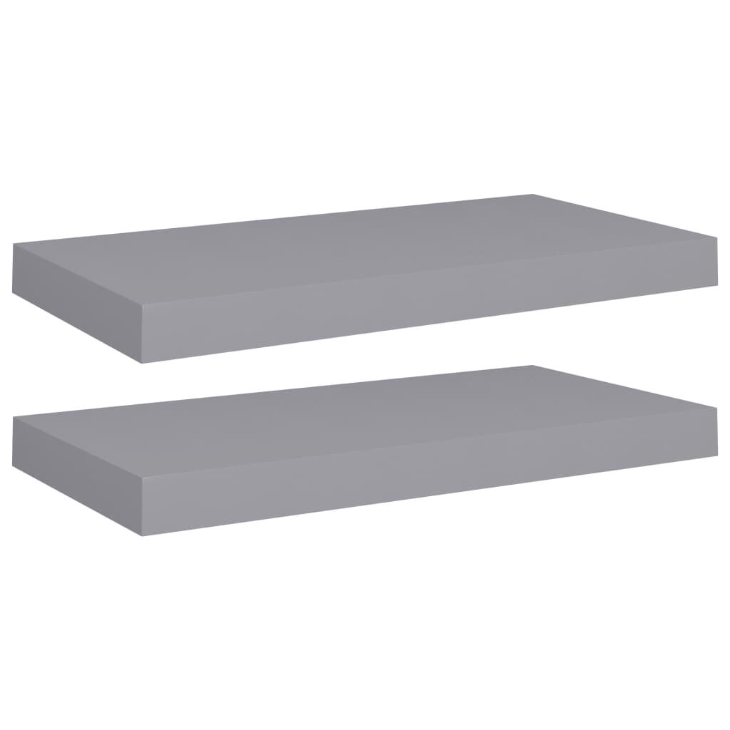 vidaXL Ράφια Τοίχου 2 τεμ. Γκρι 50x23x3,8 εκ. MDF