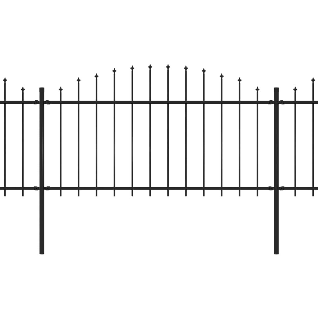 vidaXL Κάγκελα Περίφραξης με Λόγχες Μαύρα (1,25-1,5) x 5,1 μ. Ατσάλινα