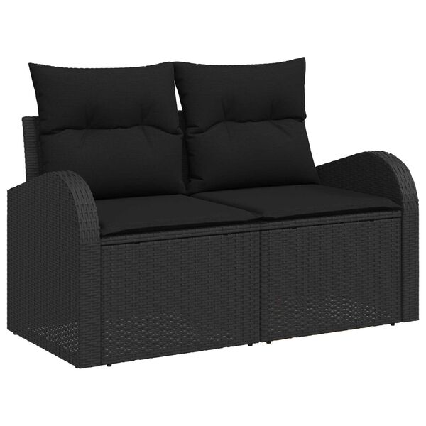 vidaXL Σετ Καναπέ Κήπου με μαξιλάρι 9 pcs Μαύρο 80 x 80 x 71 cm