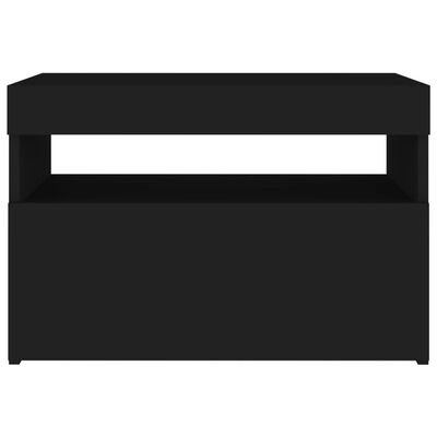 vidaXL Κομοδίνο με LED Μαύρο 60 x 35 x 40 εκ. από Επεξεργασμένο Ξύλο