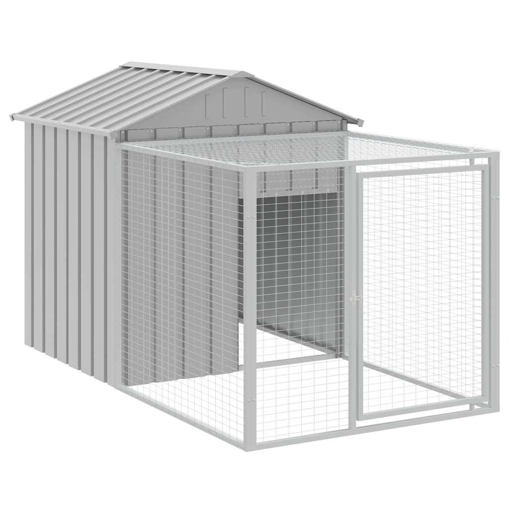 vidaXL Κλουβί για Κότες με Αυλή Αν. Γκρι 117x201x123εκ Γαλβαν. Χάλυβας