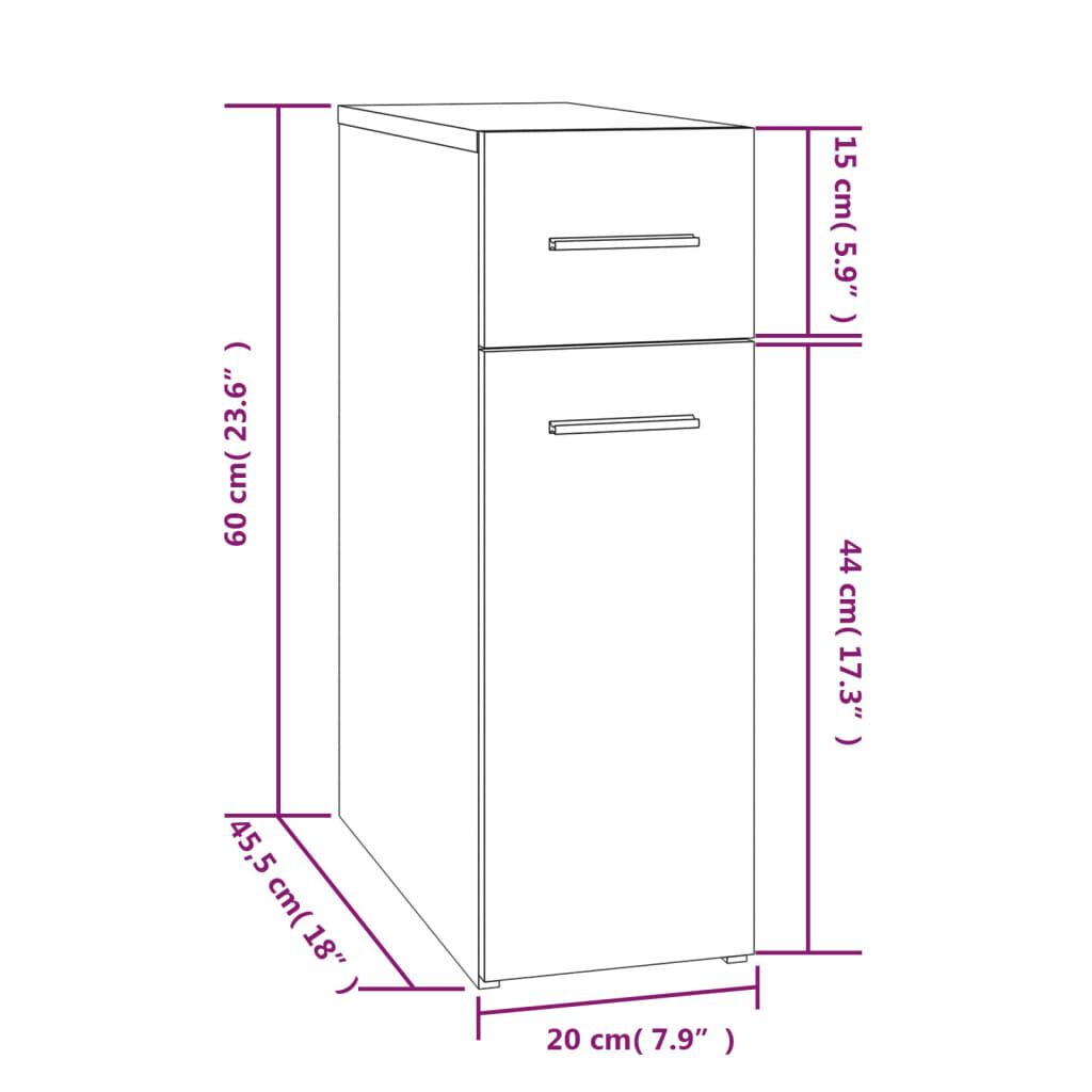 vidaXL Συρταριέρα Γενικής Χρήσης Καφέ Δρυς 20x45,5x60 εκ. Επεξ. Ξύλο