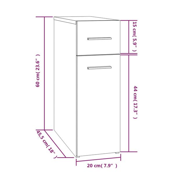 vidaXL Συρταριέρα Γενικής Χρήσης Καφέ Δρυς 20x45,5x60 εκ. Επεξ. Ξύλο