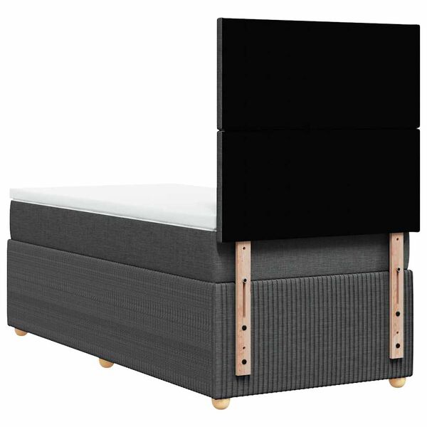vidaXL Κρεβάτι Boxspring με Στρώμα Σκούρο Γκρι 90x200 εκ. Υφασμάτινο