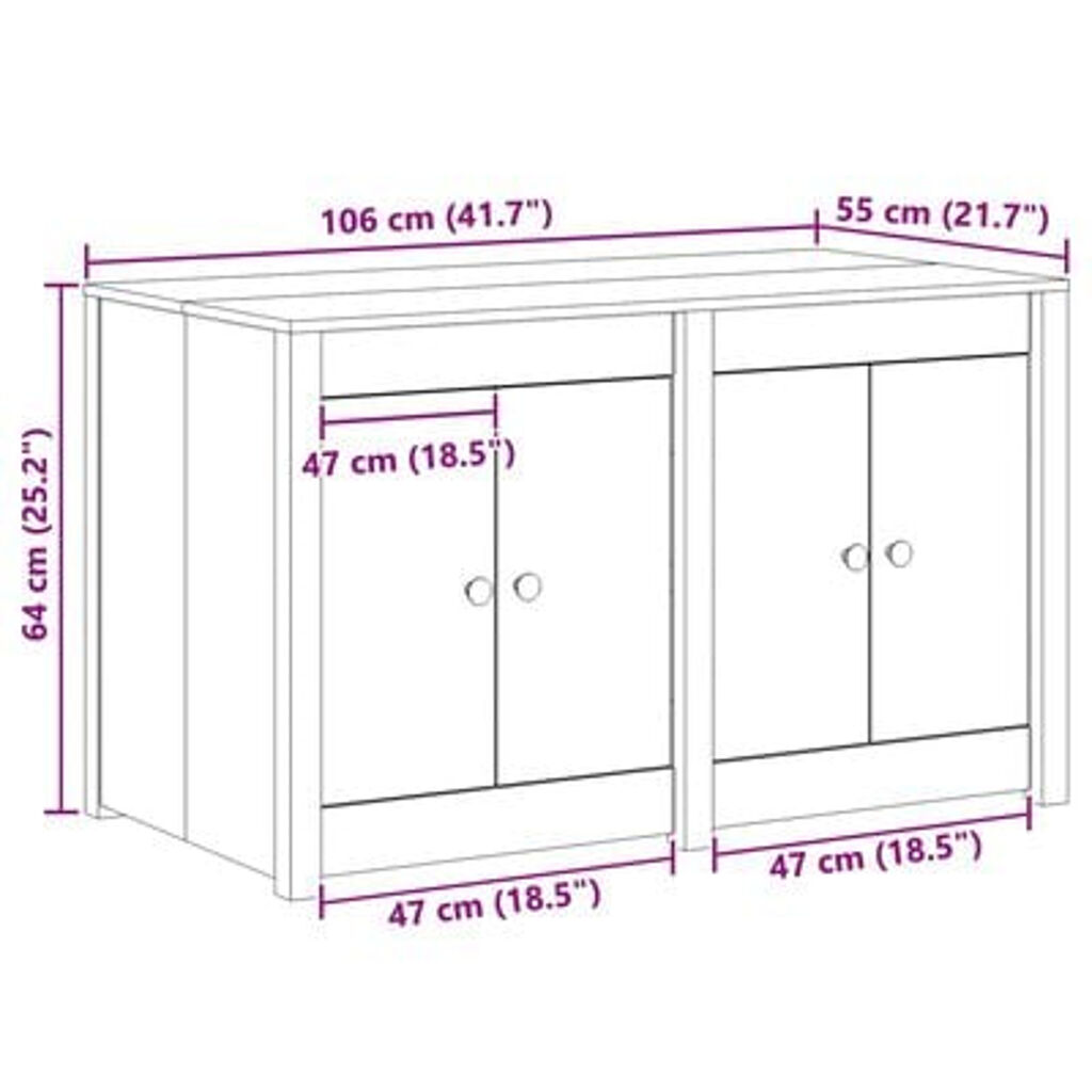 vidaXL Ντουλάπι Εξωτερικής Κουζίνας Λευκό 106x55x64 εκ. Μασίφ Ξύλο Πεύκου