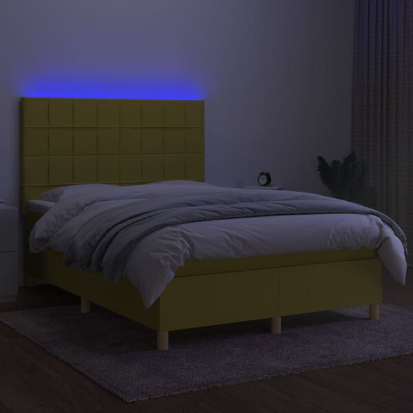 vidaXL &Kappa;&rho;&epsilon;&beta;ά&tau;&iota; Boxspring &mu;&epsilon; &Sigma;&tau;&rho;ώ&mu;&alpha; & LED &Pi;&rho;ά&sigma;&iota;&nu;&omicron; 140x190 &epsilon;&kappa; &Upsilon;&phi;&alpha;&sigma;&mu;ά&tau;&iota;&nu;&omicron;