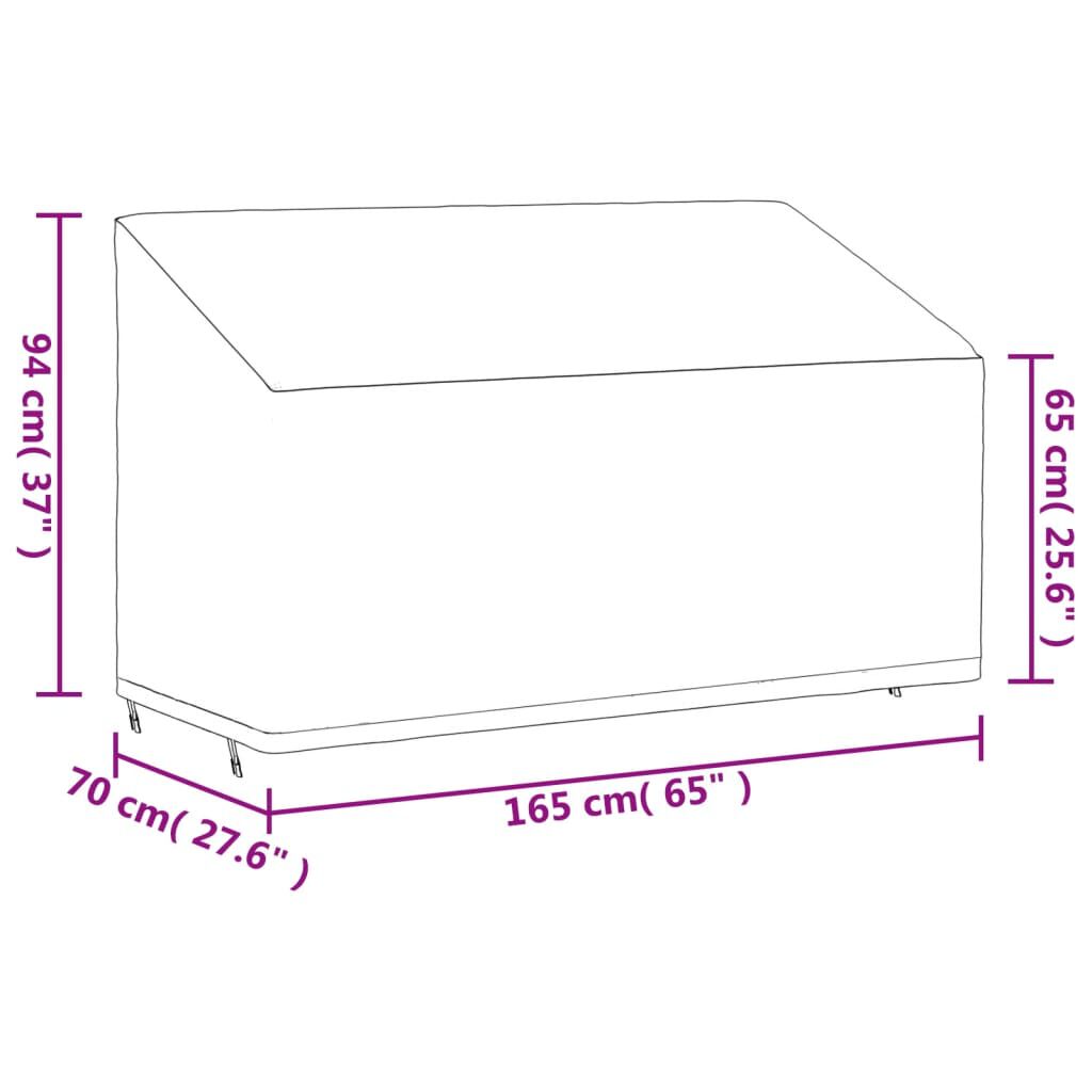 vidaXL Κάλυμμα Τριθέσιου Πάγκου Μαύρο 165x70x65/94εκ Ύφ. Oxford 420D